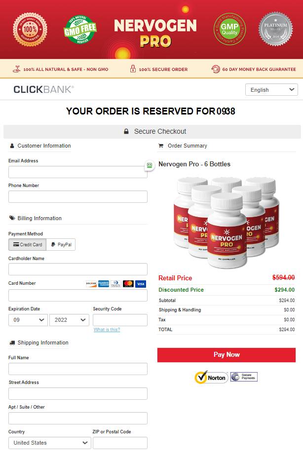 Nervogen Pro - Secure Order Page